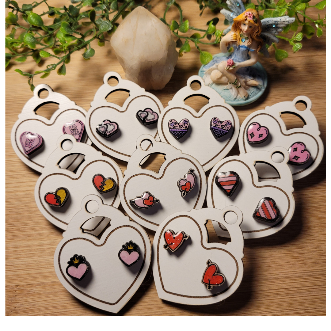 Handcrafted Valentines Day Stud Earrings - Hearts Galore Collection