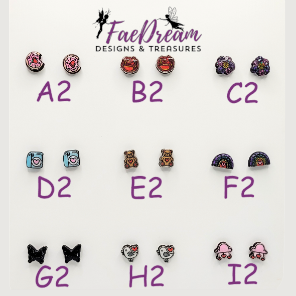 Handcrafted Valentines Day Stud Earrings - Sweethearts Collection