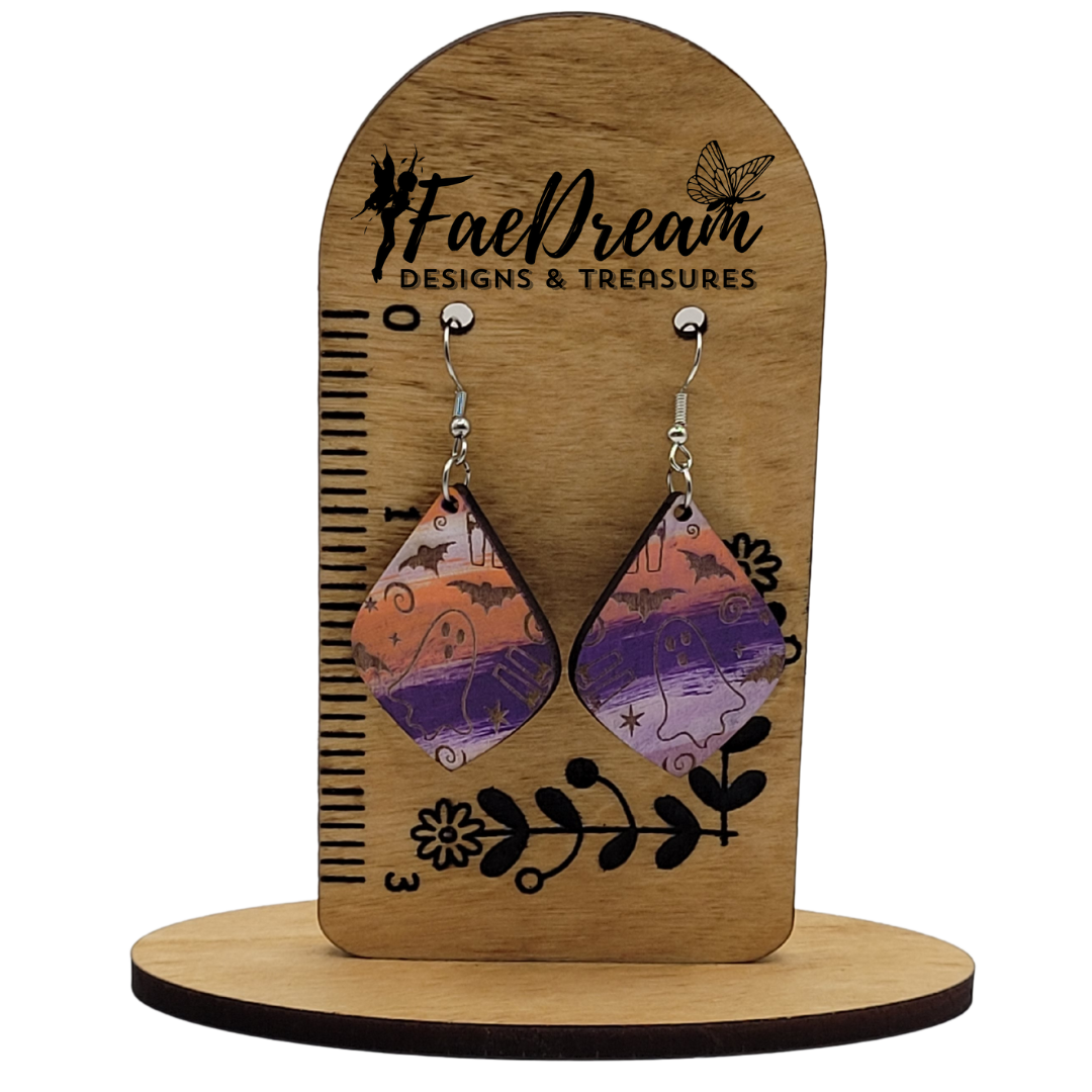 Hand made wooden earrings